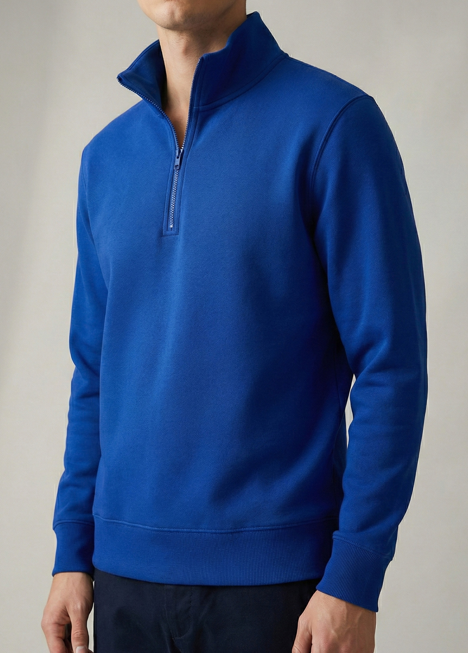 3 İplik Yarım Fermuar Sweatshirt - Görsel 1